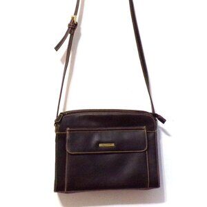 Liz Claiborne Leather Villager Shoulder/Crossbody Handbag w/Bronze Accents